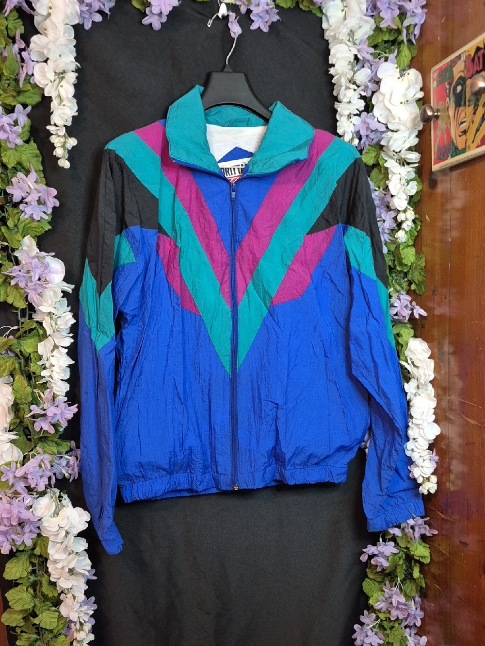Retro Colorblock Blue Bomber Jacket by